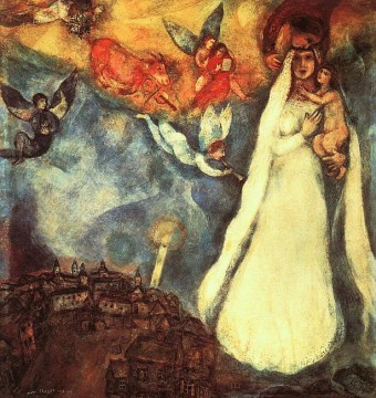 Marc Chagall Painting - Virgen del pueblo contemporáneo Marc Chagall